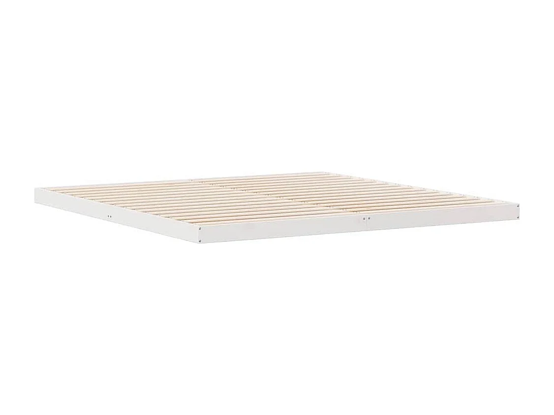 Cadre de lit au sol Blanc 213,5 x 204 x 9 cm Pin massif