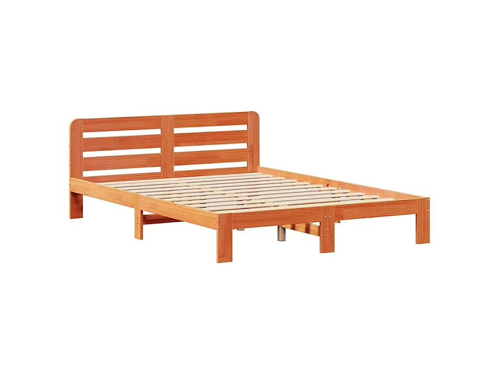Cadre de lit sans matelas cire marron 160x200cm bois pin massif