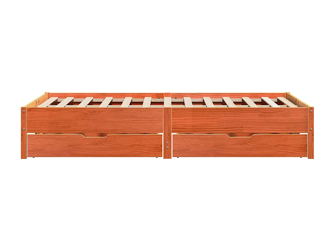 Cama sin colchón madera maciza de pino marrón cera 140x200 cm