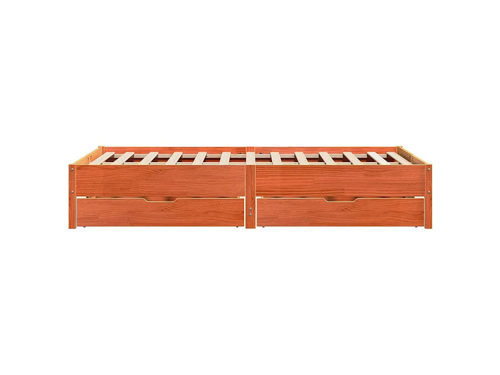 Cama sem colchão 140x200 cm madeira pinho maciça castanho-mel