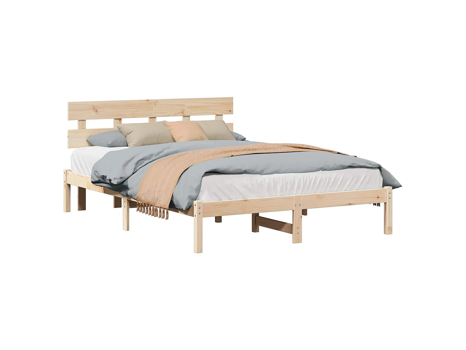Bedframe met hoofdeinde Bruin 160 x 200 cm Massief grenenhout
