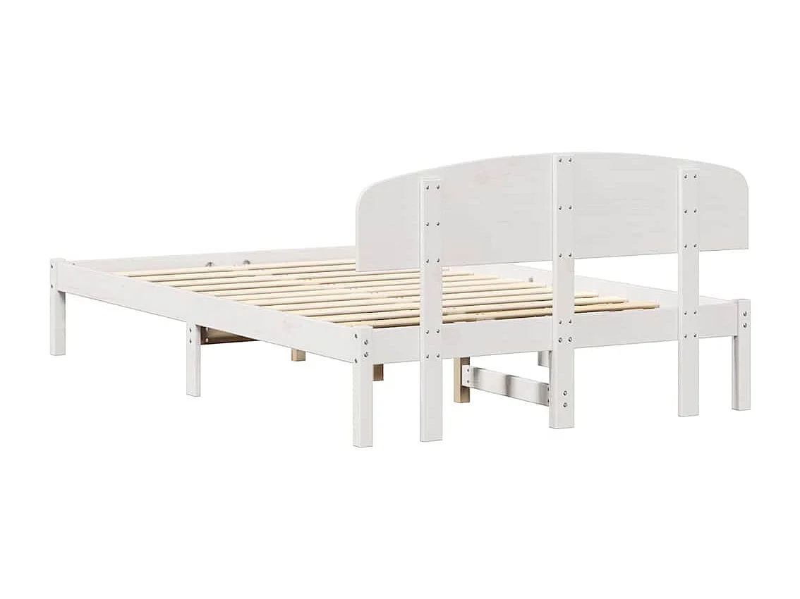 Bedframe met hoofdeinde Wit 140 x 190 cm Massief grenenhout