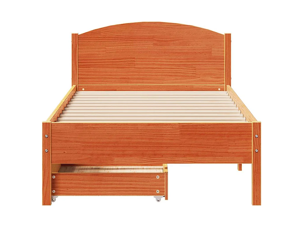 Cama sin colchón madera maciza de pino marrón cera 100x200 cm