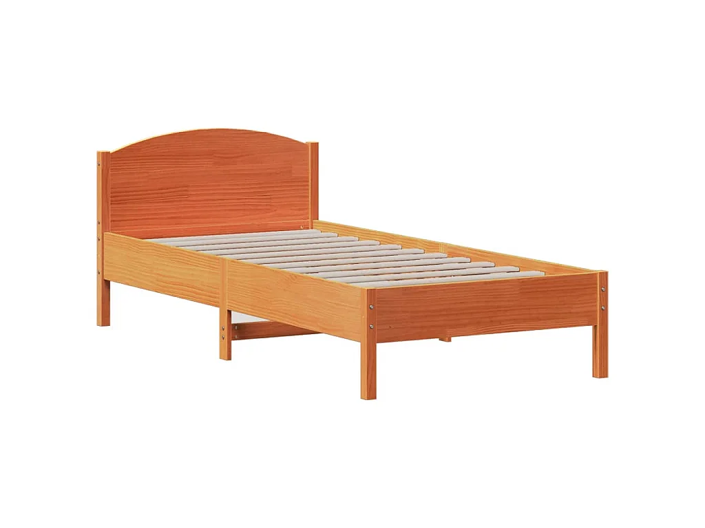 Cama sin colchón madera maciza de pino marrón cera 100x200 cm