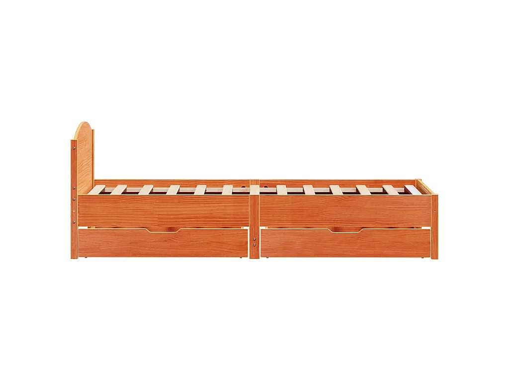 Cama sin colchón madera maciza de pino marrón cera 100x200 cm