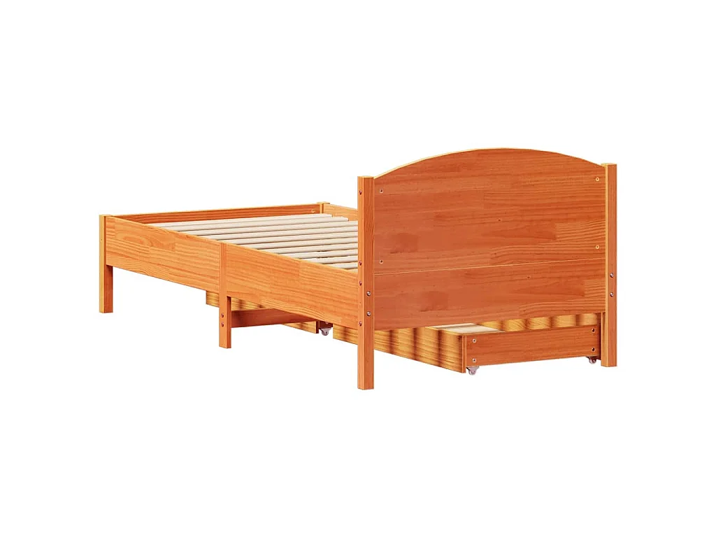 Cama sin colchón madera maciza de pino marrón cera 100x200 cm