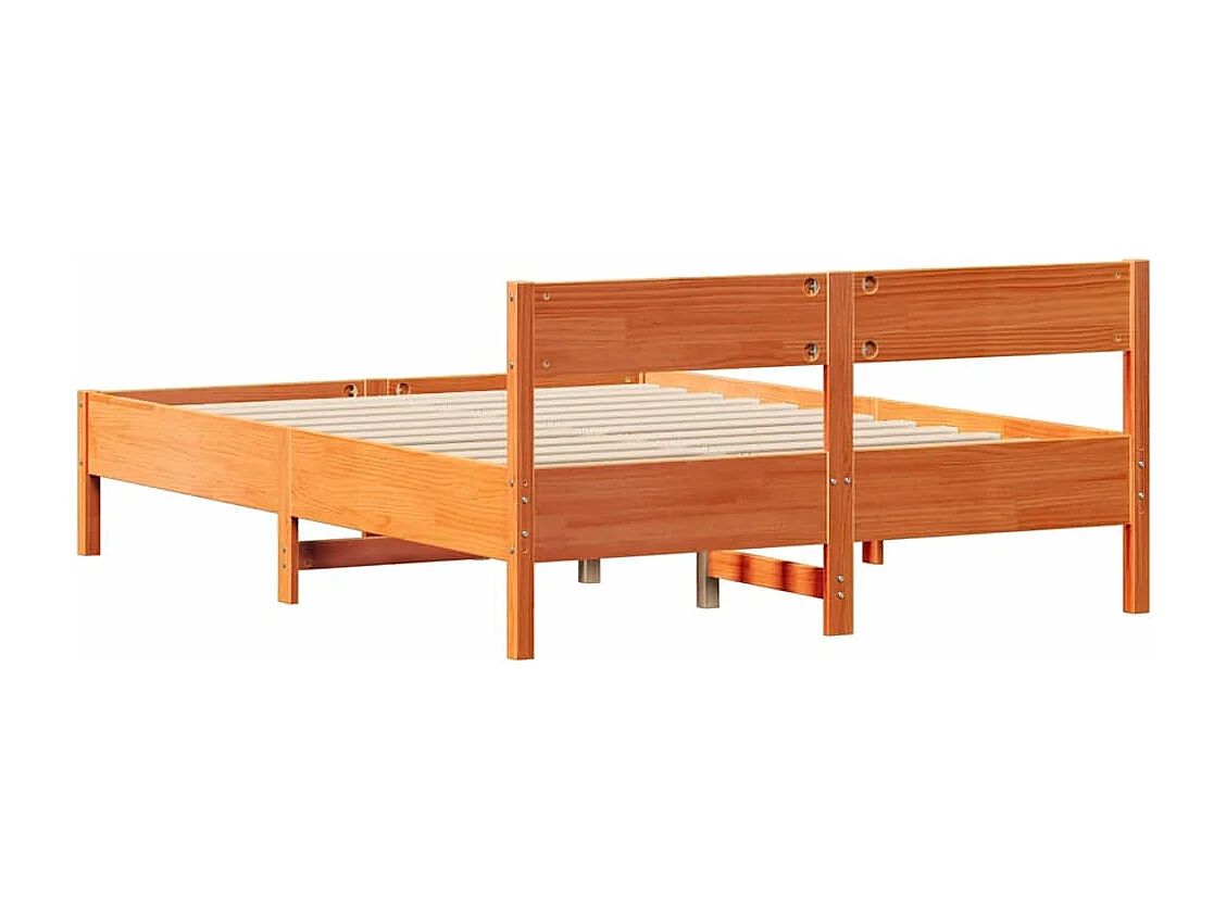 Bedframe zonder matras massief grenenhout wasbruin 150x200 cm