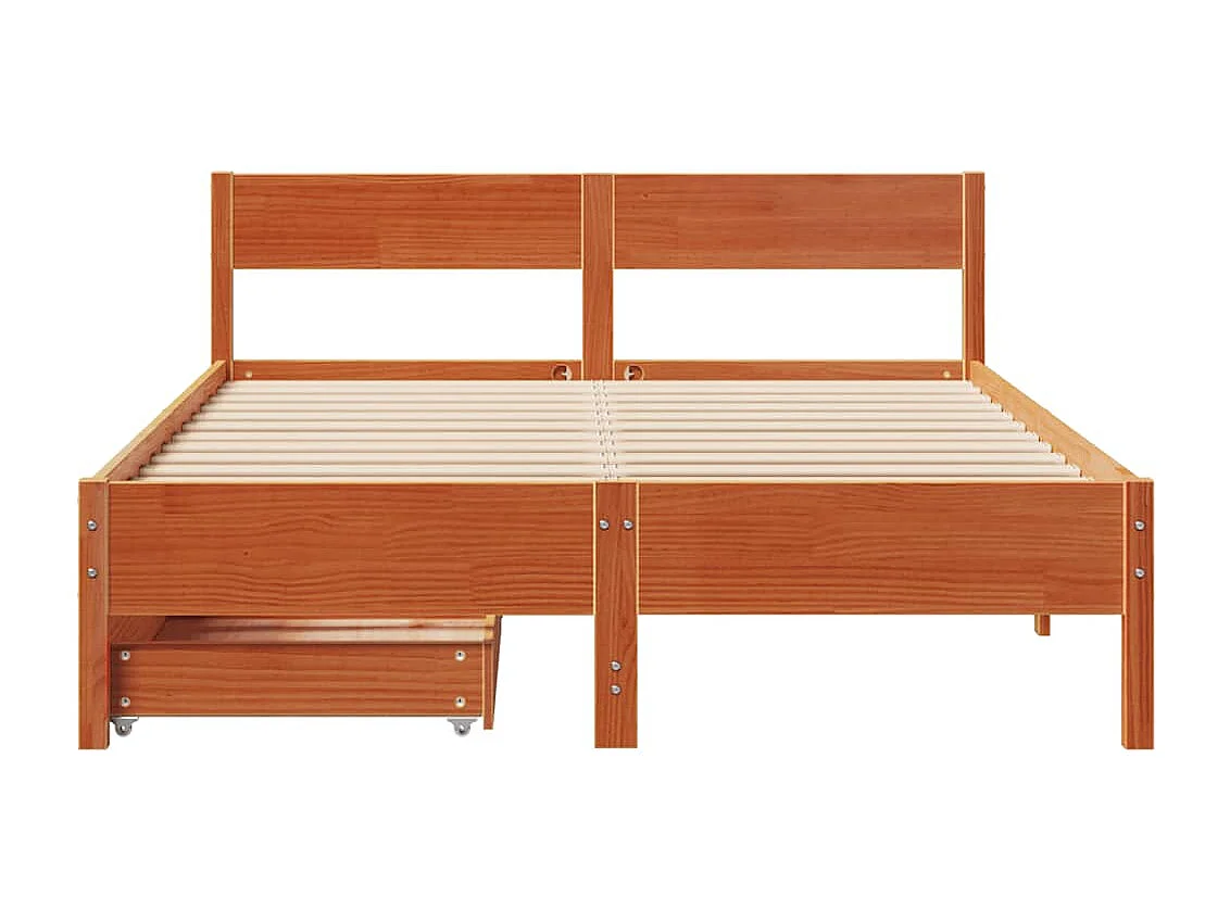 Letto senza Materasso Marrone Cera 150x200 cm in Legno di Pino