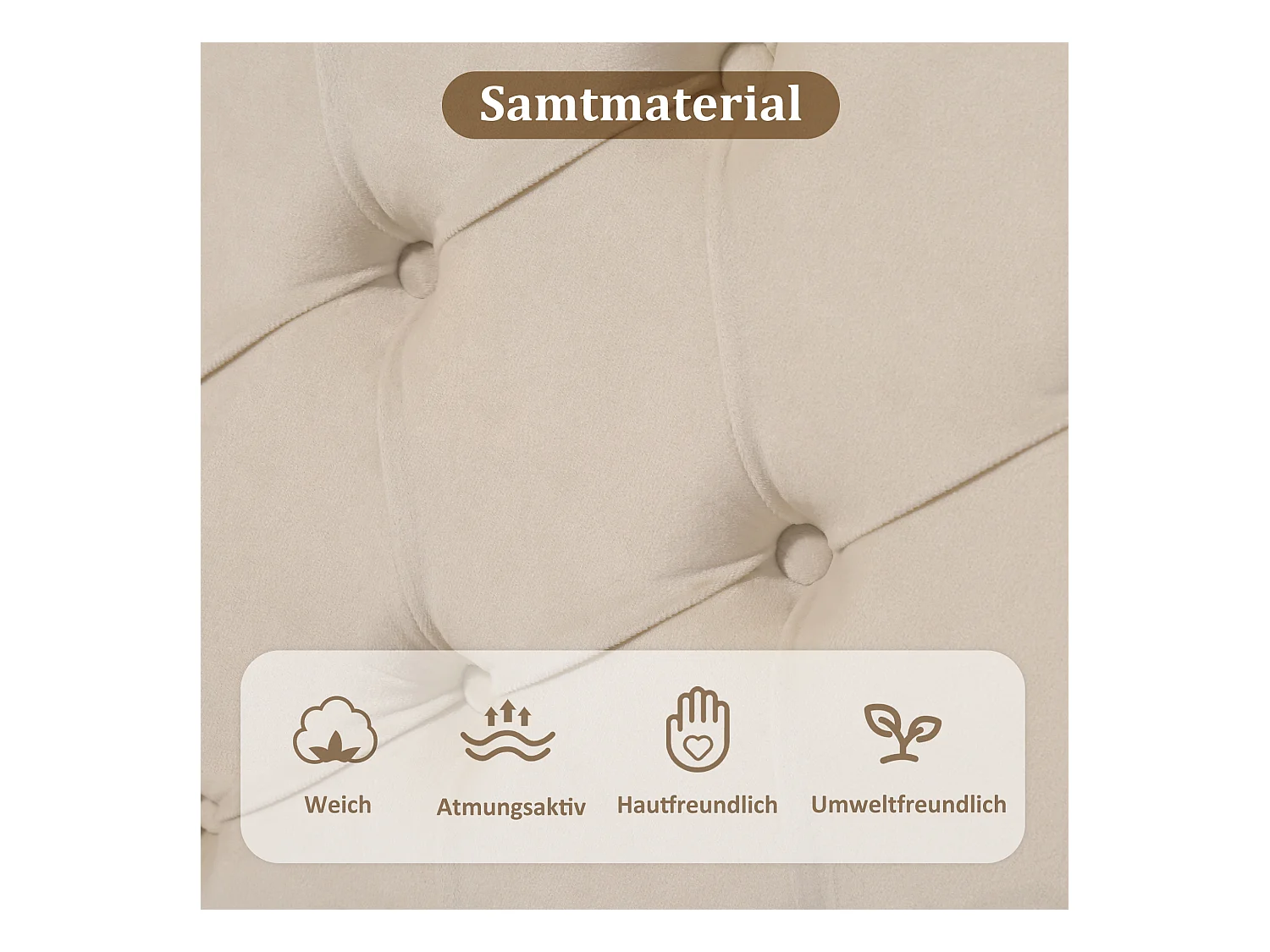 Lit adulte 90x200 cm in velluto con tête de lit ajustable, cadre bois, beige, semplice