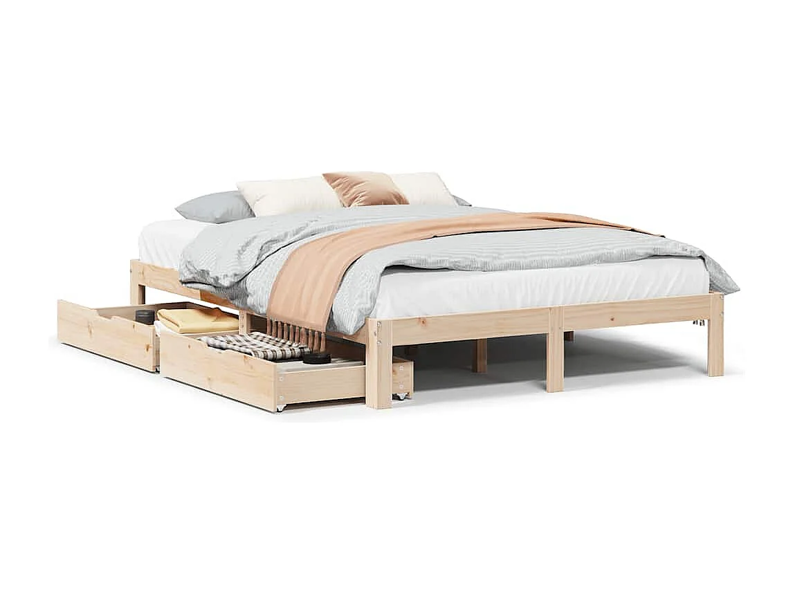 Bedframe met lades massief grenenhout 140x190 cm