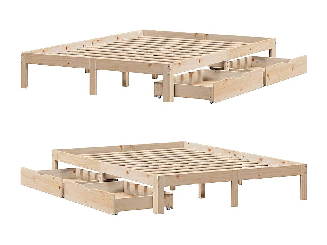 Bedframe met lades massief grenenhout 140x190 cm