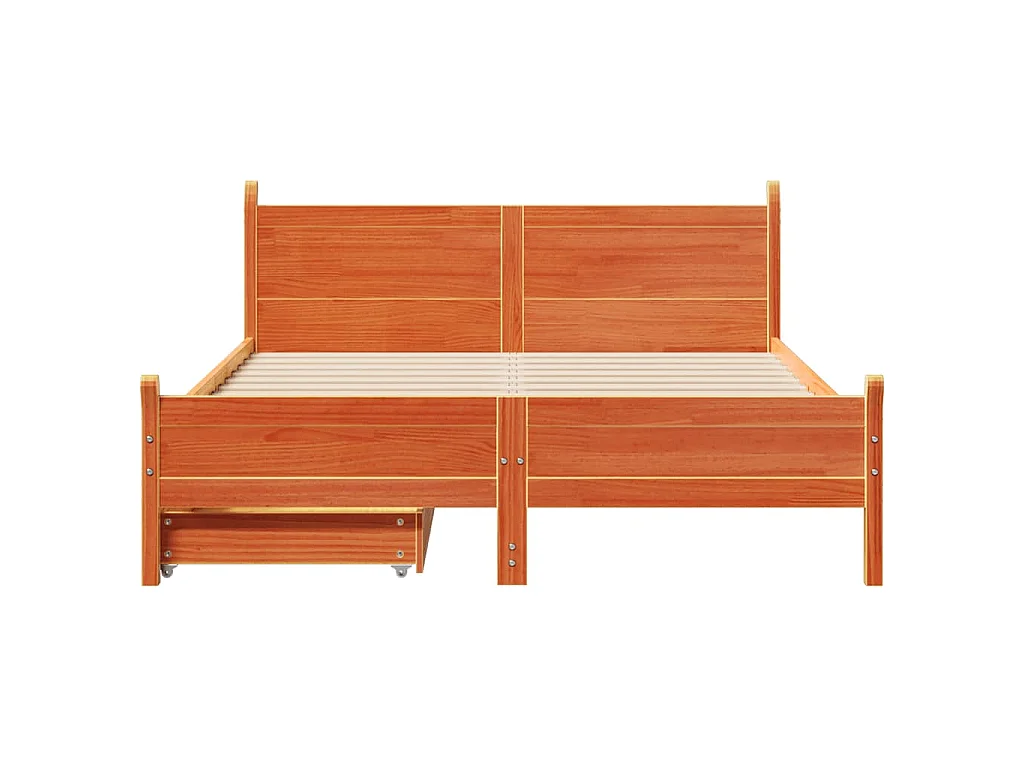 Bedframe zonder matras massief grenenhout wasbruin 140x200 cm