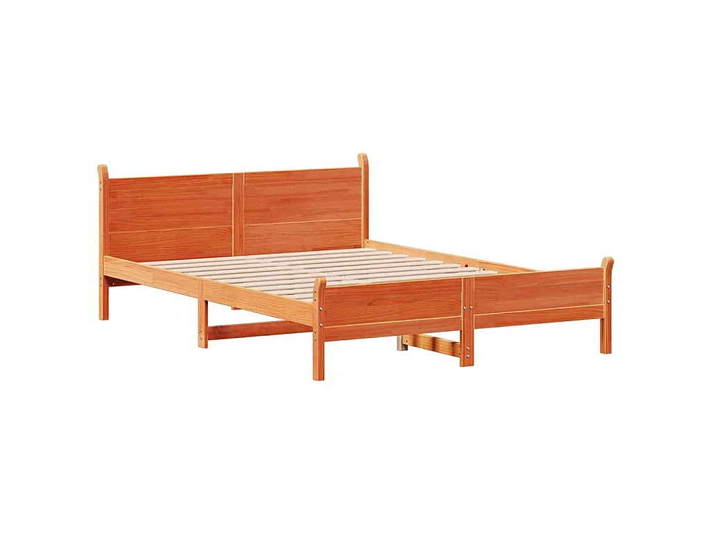 Bedframe zonder matras massief grenenhout wasbruin 140x200 cm