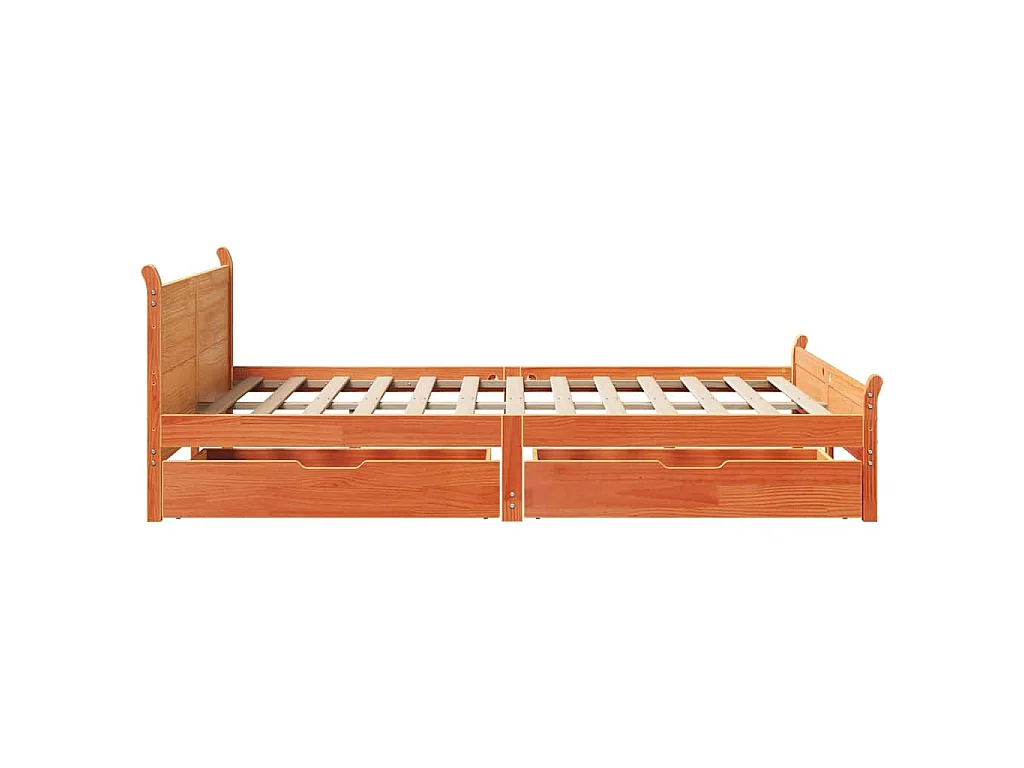 Bedframe zonder matras massief grenenhout wasbruin 140x200 cm