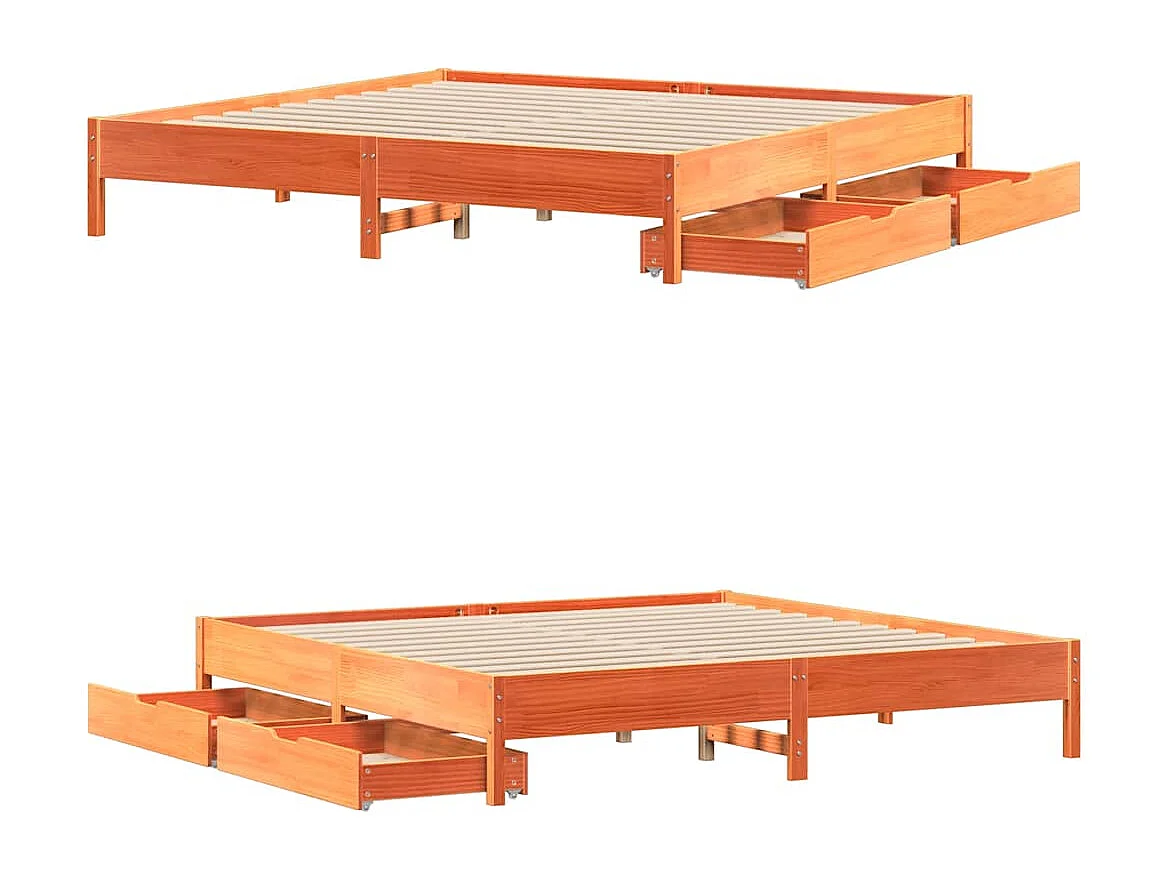 Letto senza Materasso Marrone Cera 200x200 cm in Legno di Pino