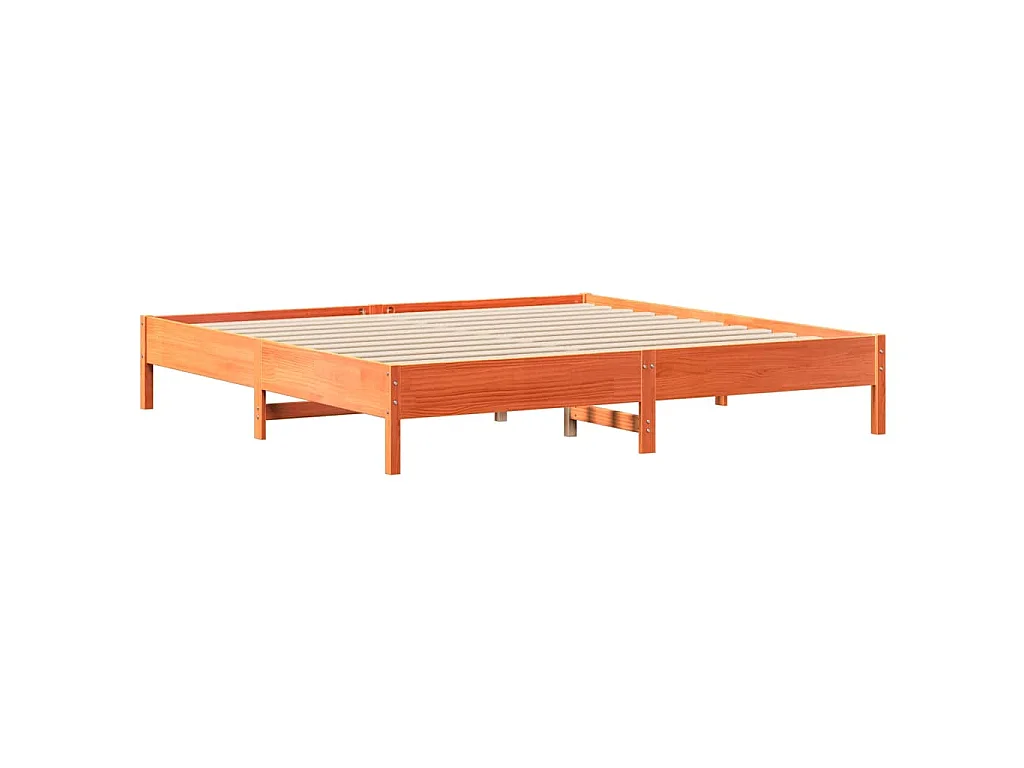 Cadre de lit sans matelas cire marron 200x200cm bois pin massif