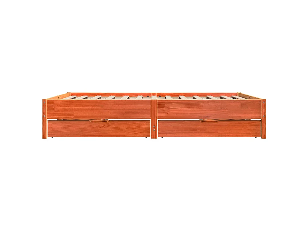 Cadre de lit sans matelas cire marron 200x200cm bois pin massif