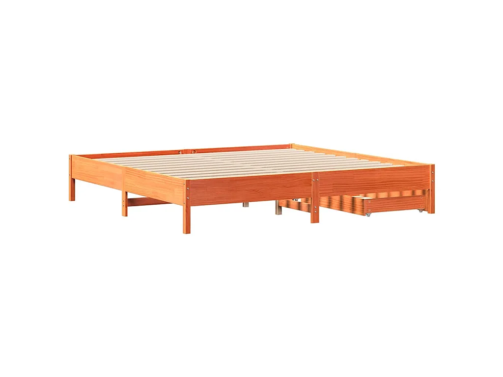 Cadre de lit sans matelas cire marron 200x200cm bois pin massif