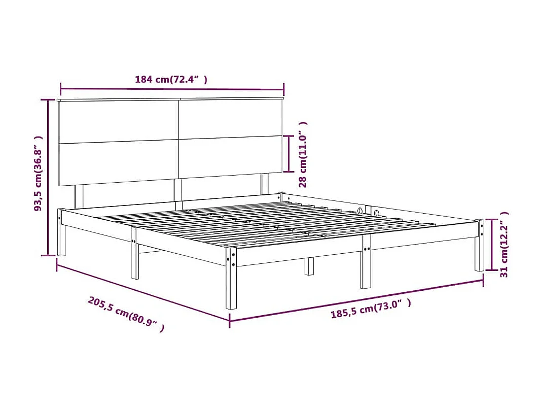 Giroletto in Legno Massello 180x200 cm Super King