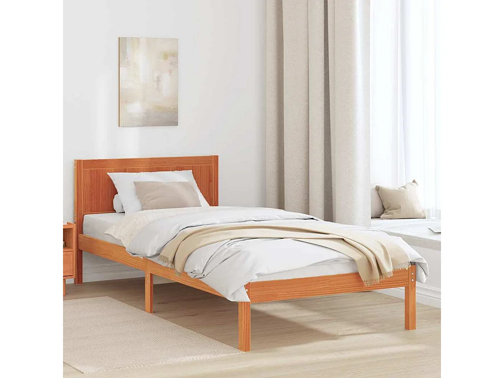Bettgestell Braun 90 x 190 cm Massivholz Kiefer