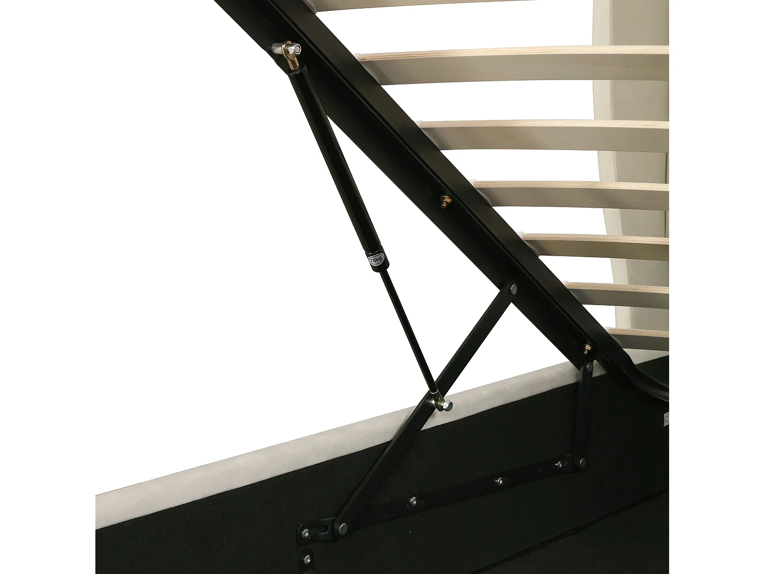 Lit double 160x200 in velluto beige, lit rembourré oreille con coffre hydraulique et sommier à lattes