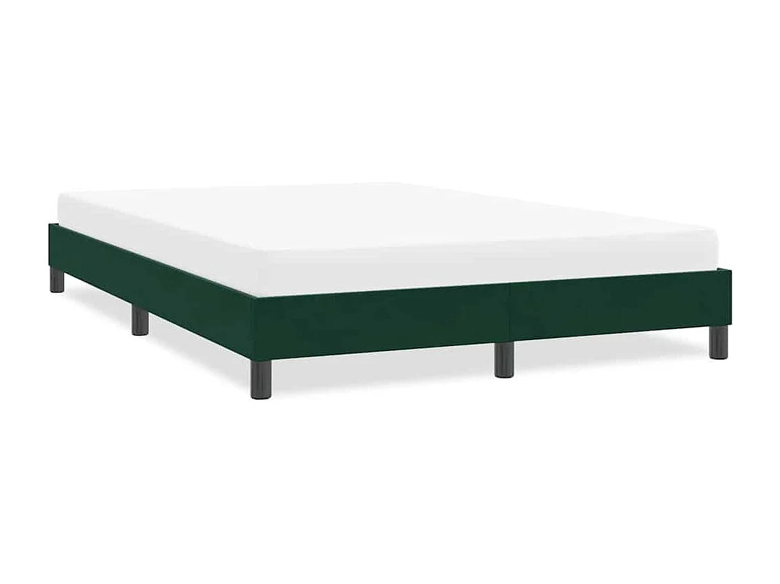 Cadre de lit sans matelas vert foncé 140x210 cm velours