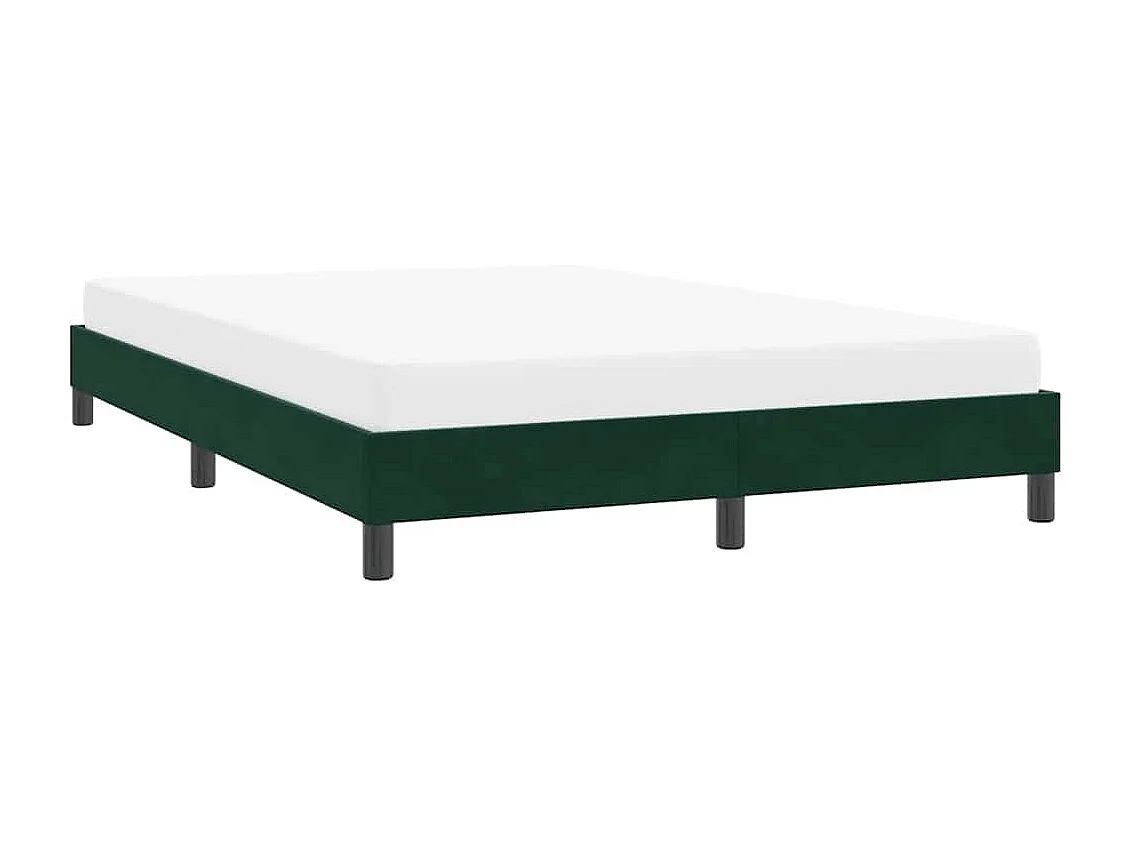 Cadre de lit sans matelas vert foncé 140x210 cm velours
