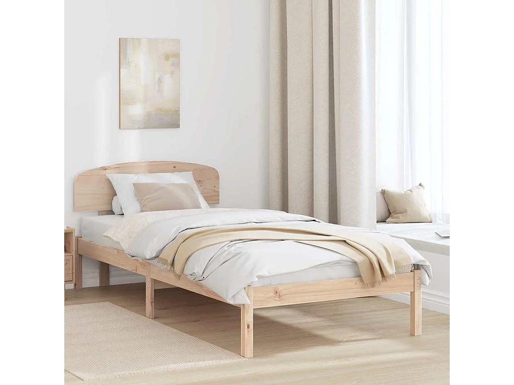 Cadre de lit avec tête de lit Naturel 90 x 190 cm Pin massif