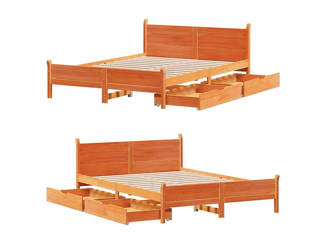 Letto senza Materasso Marrone Cera 160x200 cm in Legno di Pino