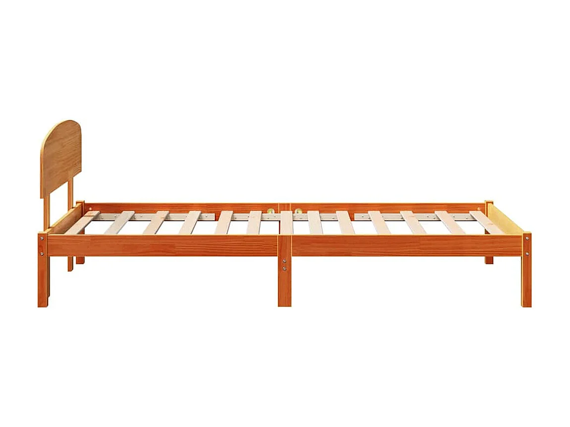 Cadre de lit avec tête de lit Brun cire 90 x 190 cm Pin massif