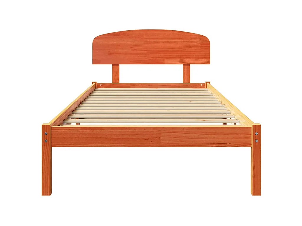Cadre de lit avec tête de lit Brun cire 90 x 190 cm Pin massif