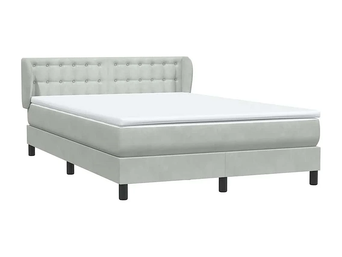 Giroletto a Molle con Materasso Grigio Chiaro 140x210cm Velluto