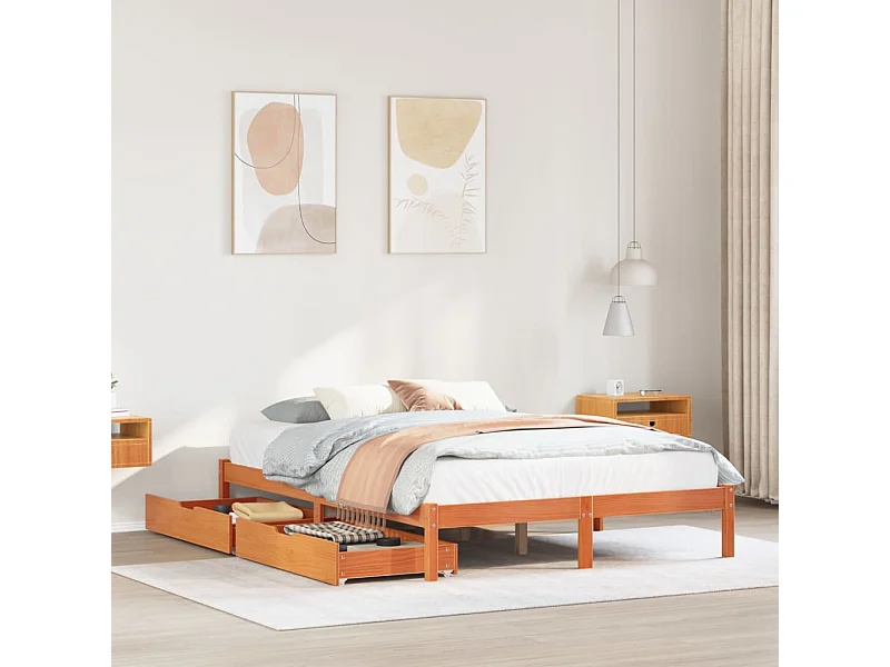Bedframe zonder matras massief grenenhout wasbruin 150x200 cm