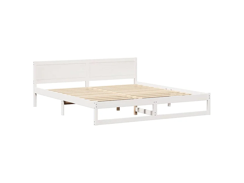 Bedframe met hoofdeinde Wit 200 x 200 cm Massief grenenhout