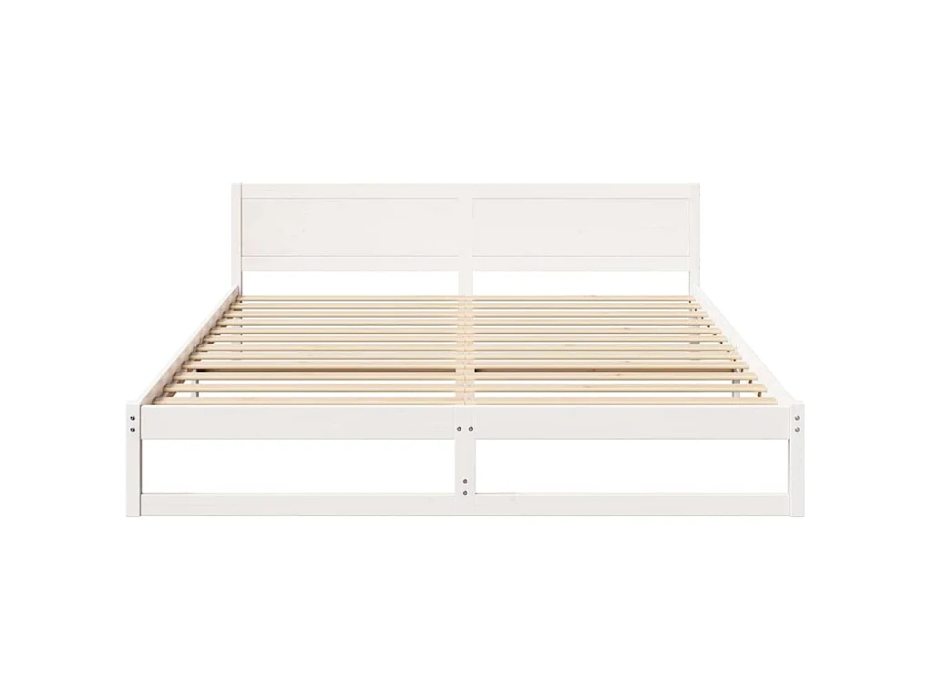Bedframe met hoofdeinde Wit 200 x 200 cm Massief grenenhout