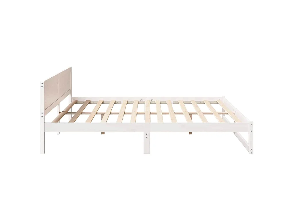 Bedframe met hoofdeinde Wit 200 x 200 cm Massief grenenhout