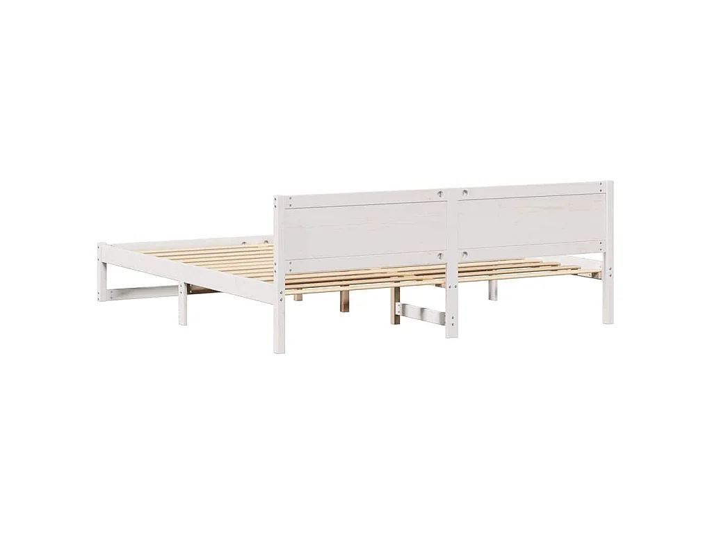 Bedframe met hoofdeinde Wit 200 x 200 cm Massief grenenhout