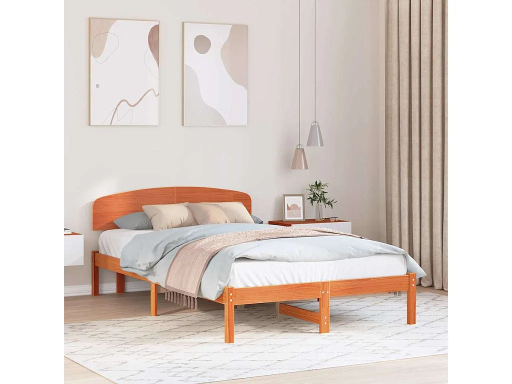 Bettrahmen Wachsbraun 140 x 190 cm Massives Kiefernholz