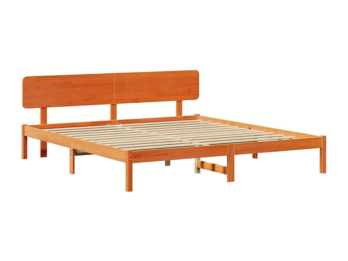 Estructura de cama con cabecera Marrón cera 180 x 200 cm