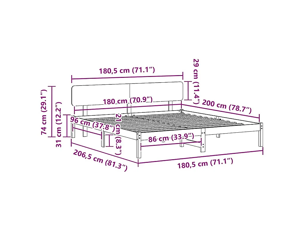 Bedframe Wasbruin 180 x 200 cm Massief grenenhout