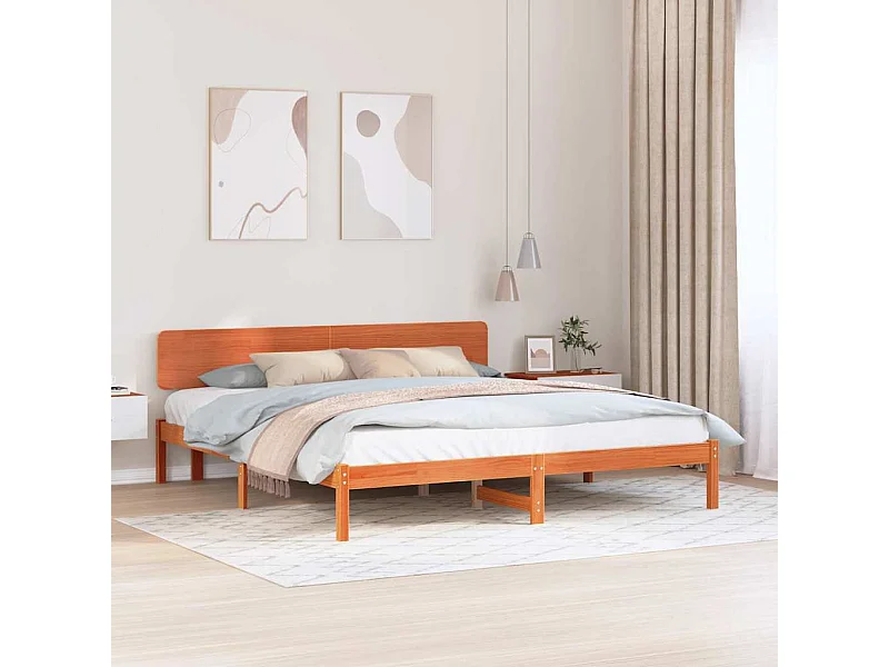 Estructura de cama con cabecera Marrón cera 180 x 200 cm