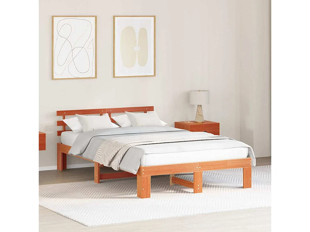 Estrutura da Cama com cabeceira Marrom Cera 135 x 190 cm