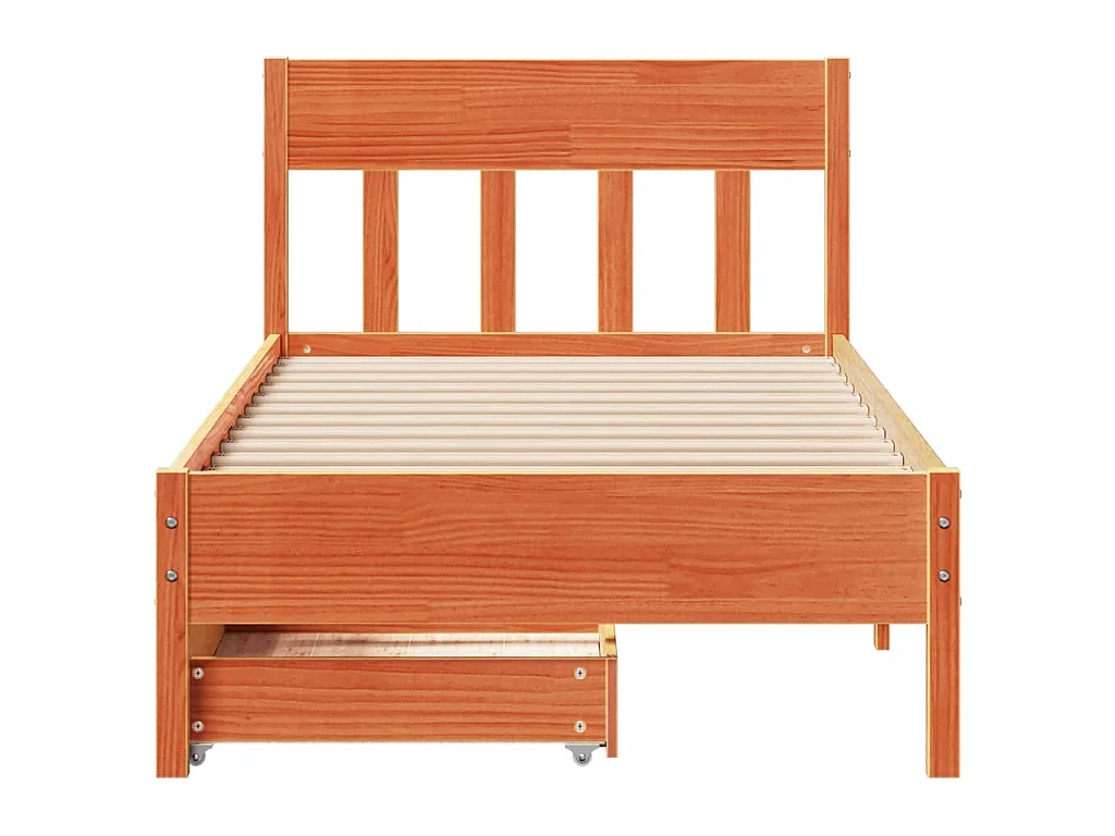 Cadre de lit sans matelas cire marron 100x200cm bois pin massif