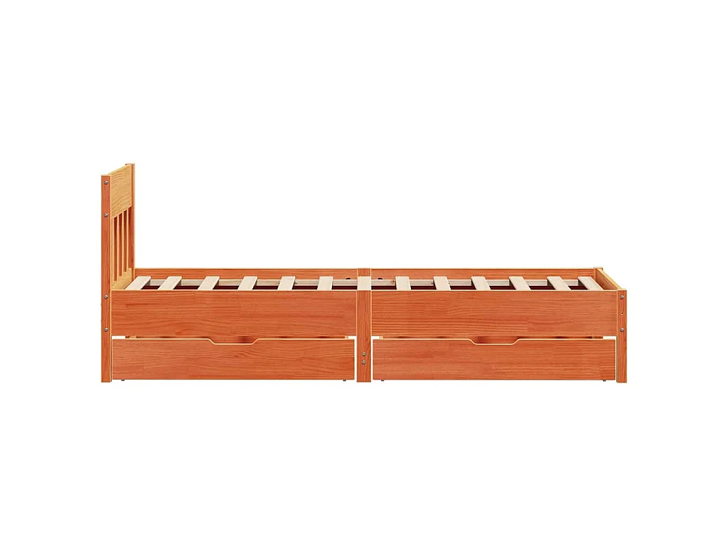Cadre de lit sans matelas cire marron 100x200cm bois pin massif