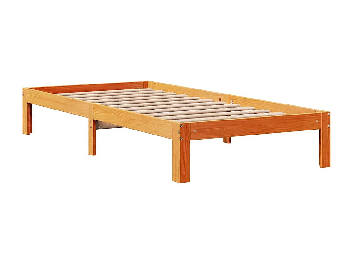 Bedframe met lades massief grenenhout wasbruin 90x190 cm