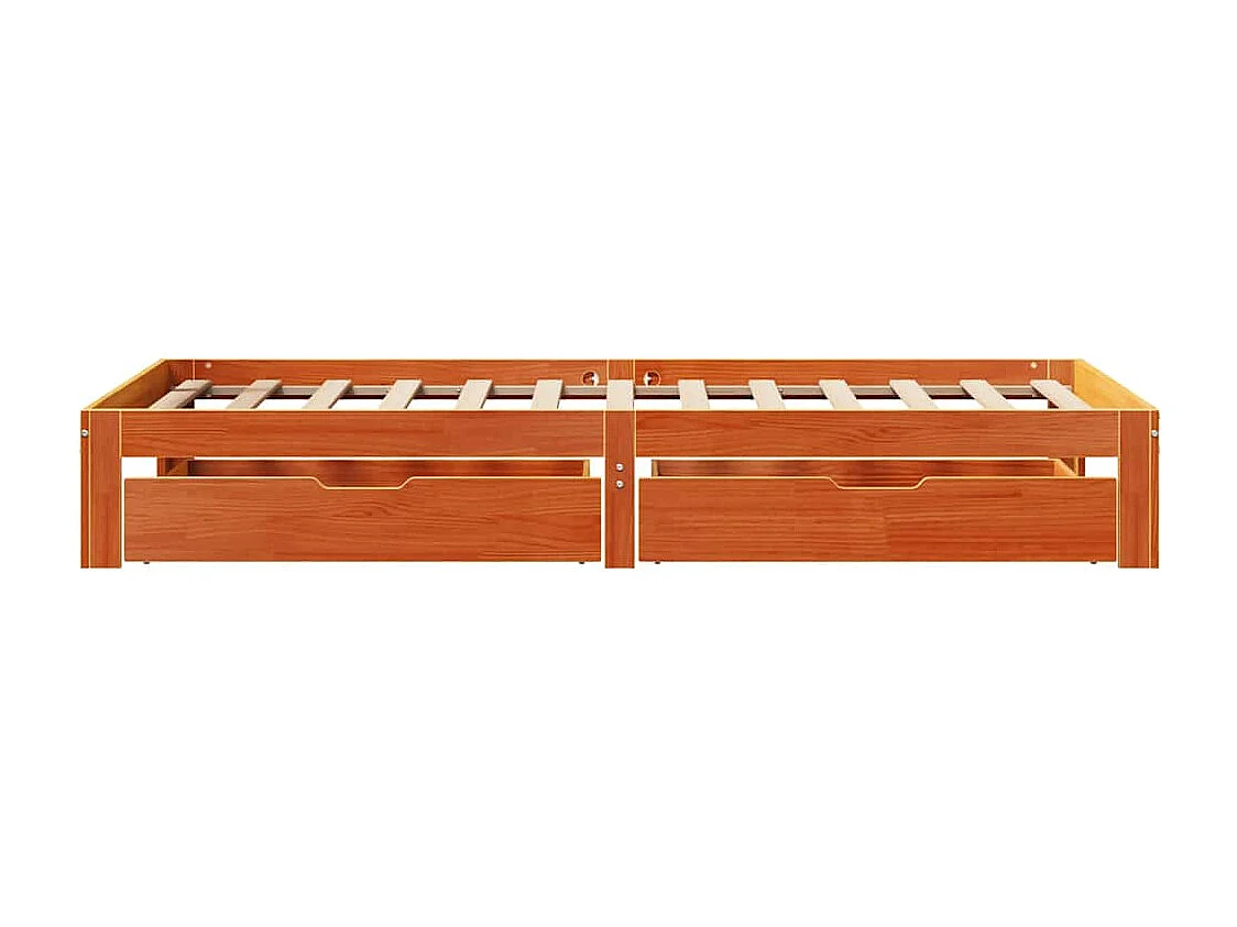 Bedframe met lades massief grenenhout wasbruin 90x190 cm