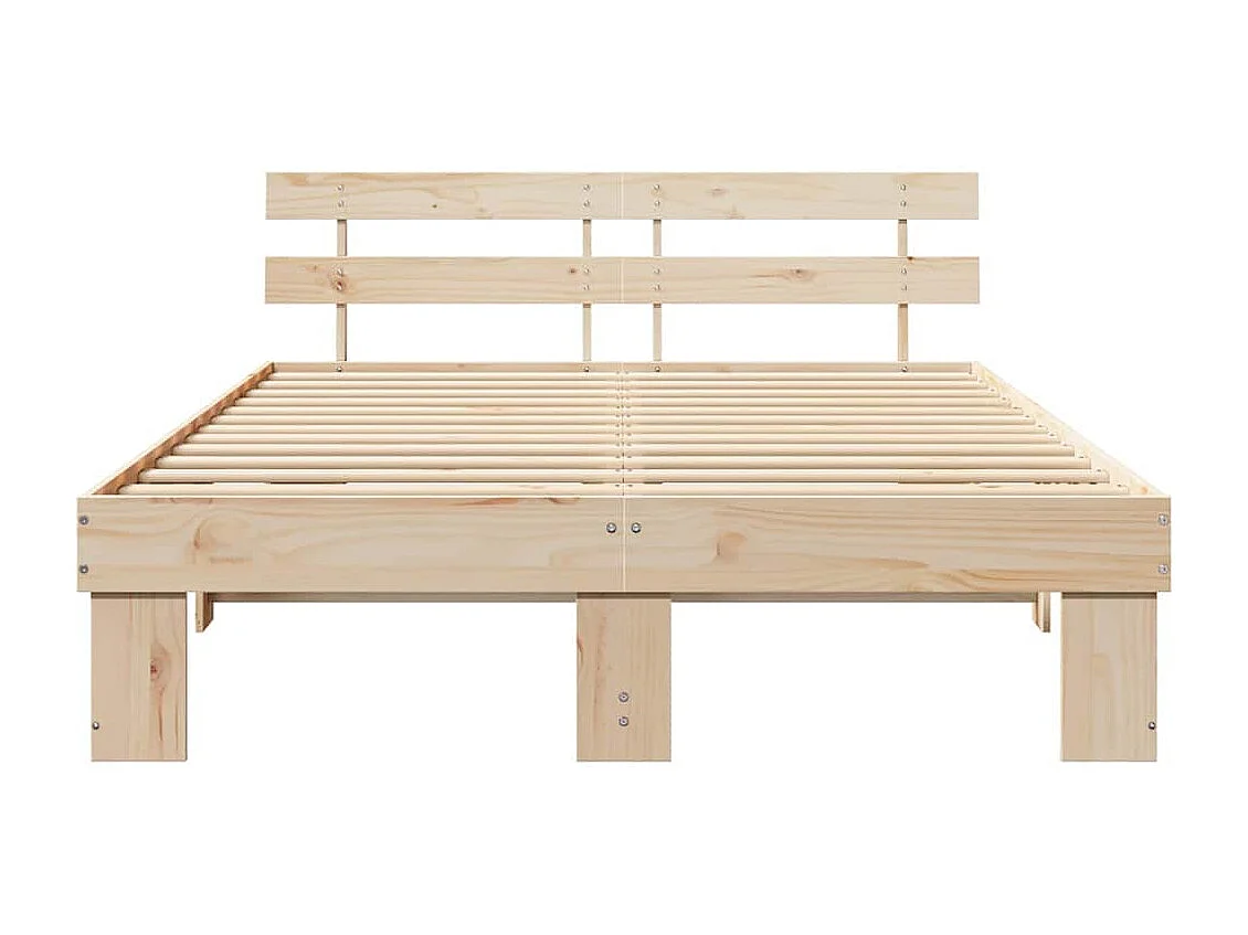 Cadre de lit avec tête de lit Naturel 140 x 200 cm Pin massif