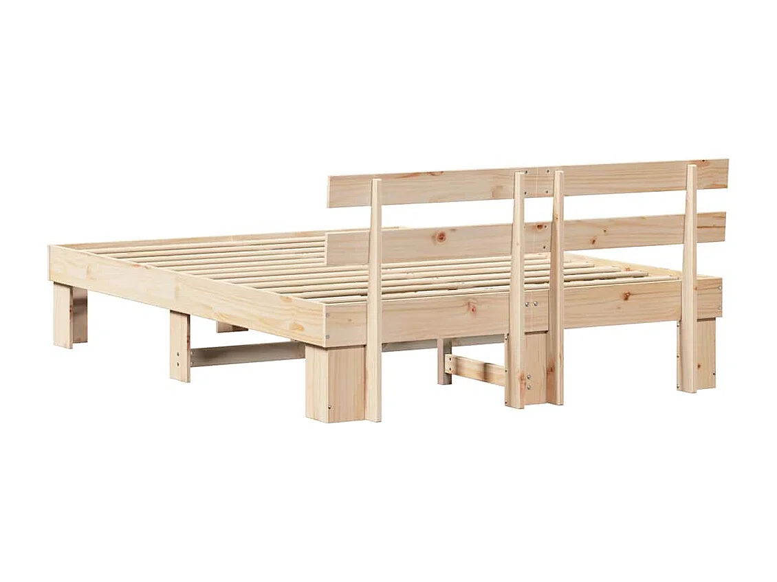 Cadre de lit avec tête de lit Naturel 140 x 200 cm Pin massif
