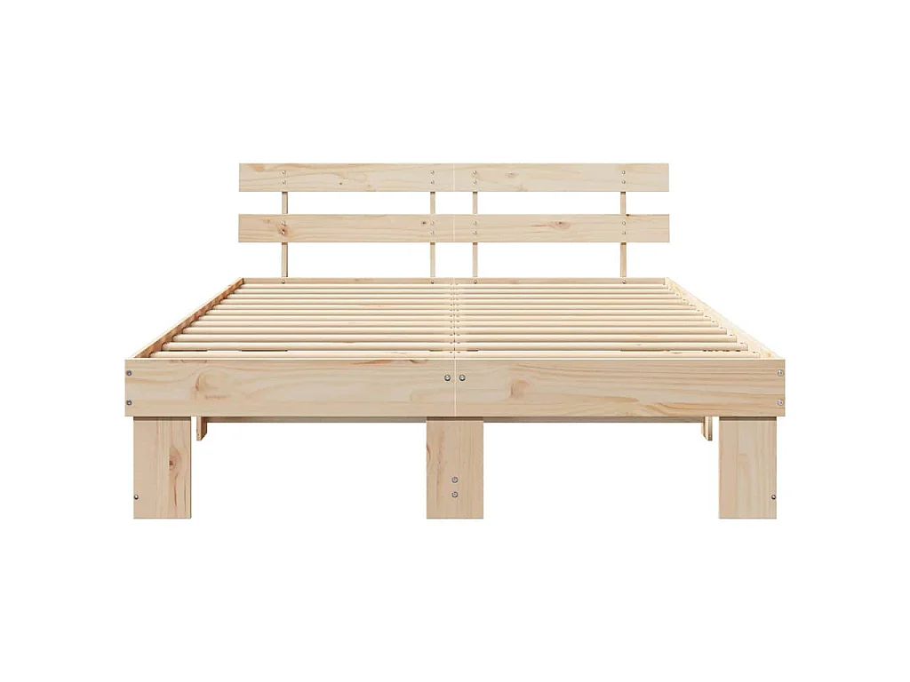 Bedframe met hoofdeinde Naturel 140 x 200 cm Massief grenenhout