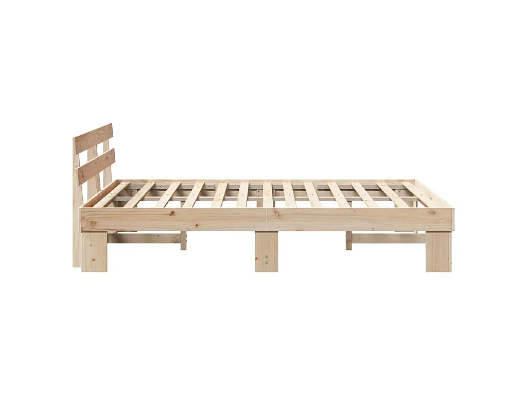 Bedframe met hoofdeinde Naturel 140 x 200 cm Massief grenenhout